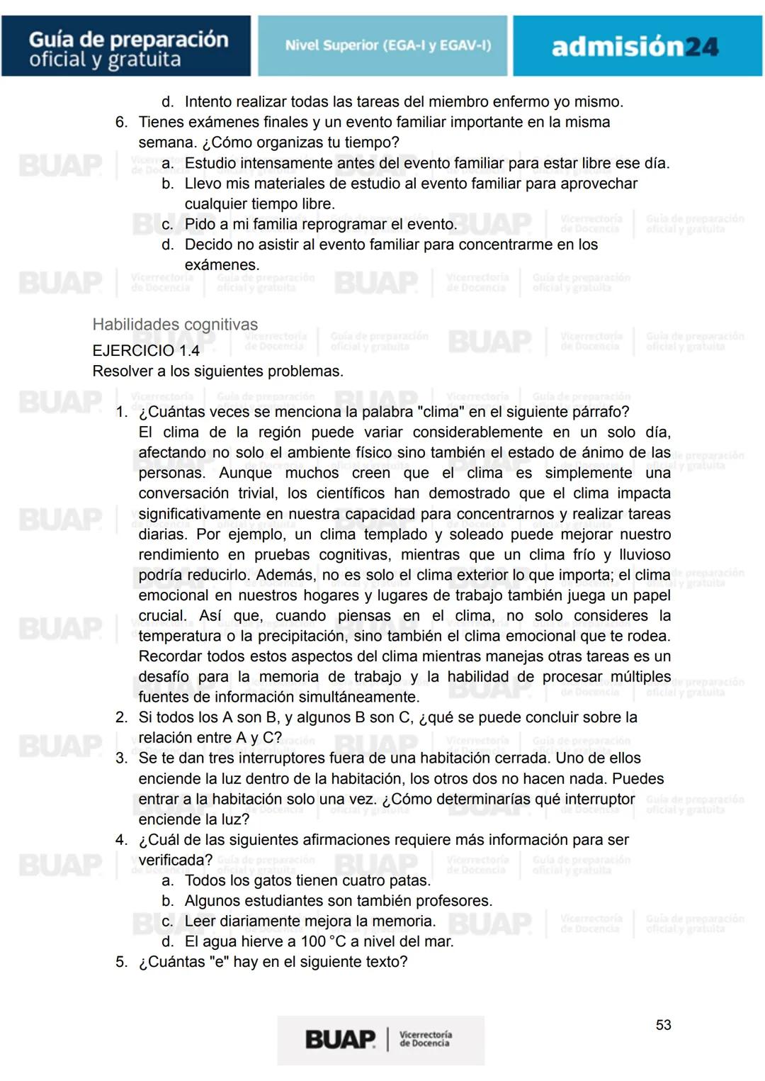 Guía de
preparación
oficial y gratuita
Nivel Superior (EGA-I y EGAV-I)
admisión24
BUAP
Vicerrectoría
de Docencia # Guía de preparación
of