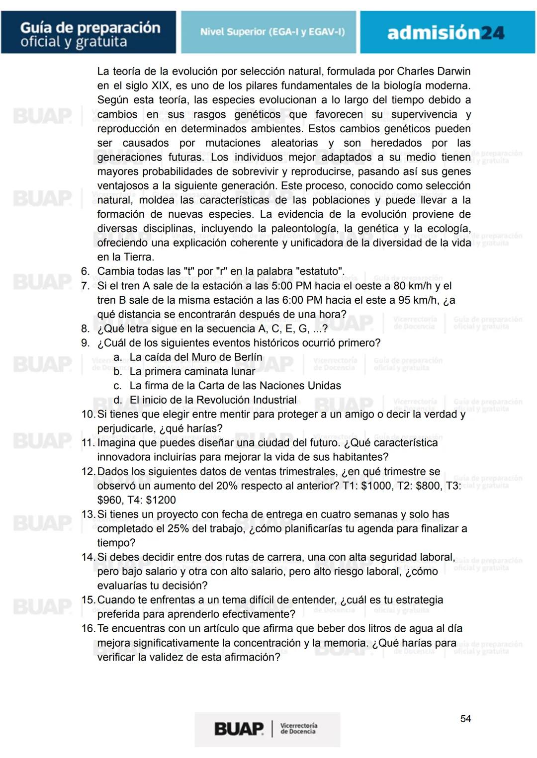 Guía de
preparación
oficial y gratuita
Nivel Superior (EGA-I y EGAV-I)
admisión24
BUAP
Vicerrectoría
de Docencia # Guía de preparación
of