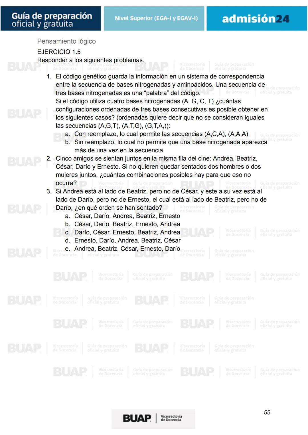 Guía de
preparación
oficial y gratuita
Nivel Superior (EGA-I y EGAV-I)
admisión24
BUAP
Vicerrectoría
de Docencia # Guía de preparación
of