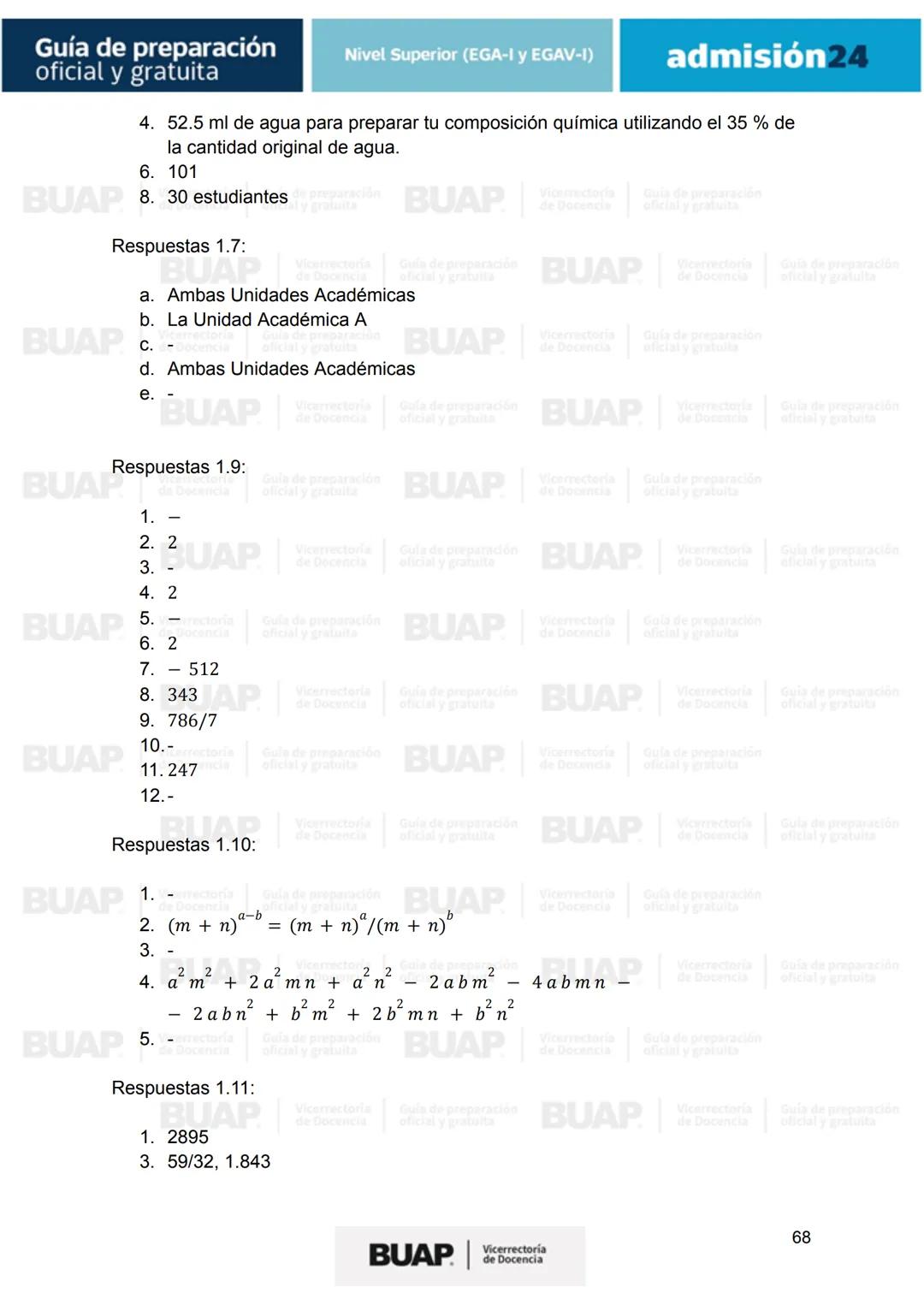 Guía de
preparación
oficial y gratuita
Nivel Superior (EGA-I y EGAV-I)
admisión24
BUAP
Vicerrectoría
de Docencia # Guía de preparación
of