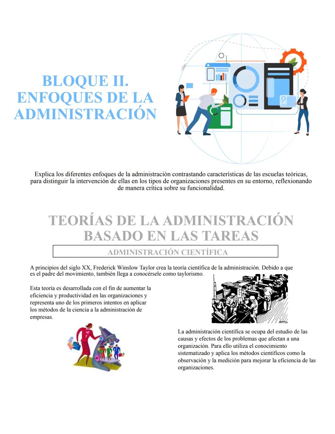 BLOQUE II.
ENFOQUES DE LA
ADMINISTRACIÓN
Explica los diferentes enfoques de la administración contrastando características de las escuelas