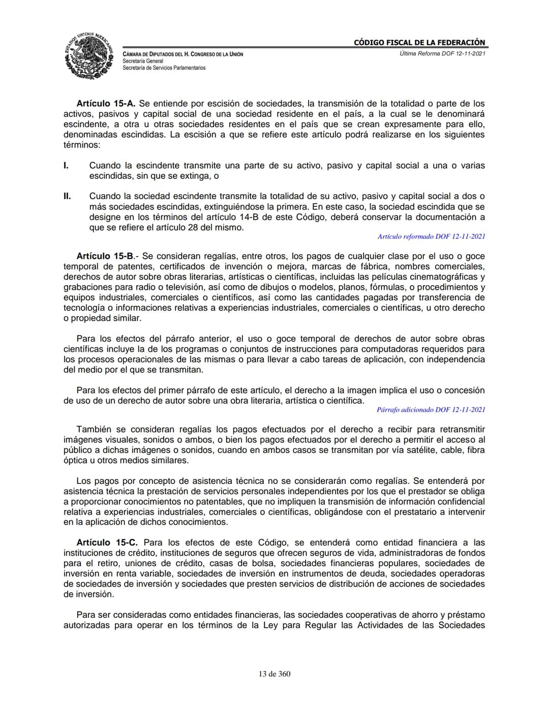 # MEXICA
CAMARA DE DIPUTADOS DEL H. CONGRESO DE LA UNIÓN
Secretaría General
Secretaría de Servicios Parlamentarios
# CÓDIGO FISCAL DE LA FE