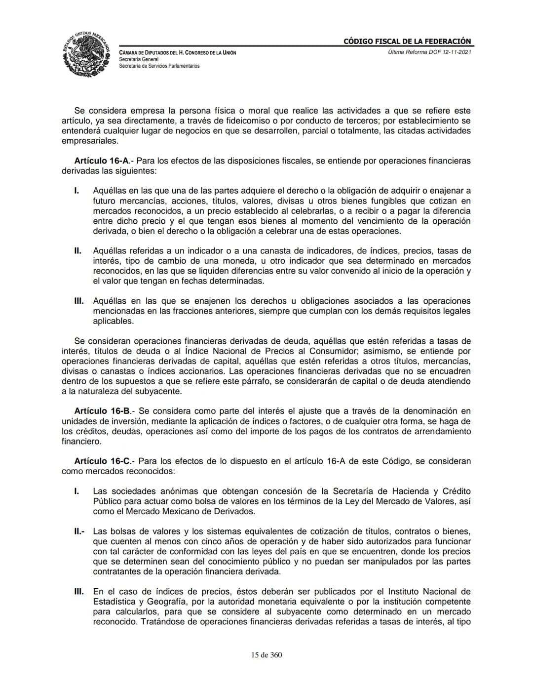 # MEXICA
CAMARA DE DIPUTADOS DEL H. CONGRESO DE LA UNIÓN
Secretaría General
Secretaría de Servicios Parlamentarios
# CÓDIGO FISCAL DE LA FE