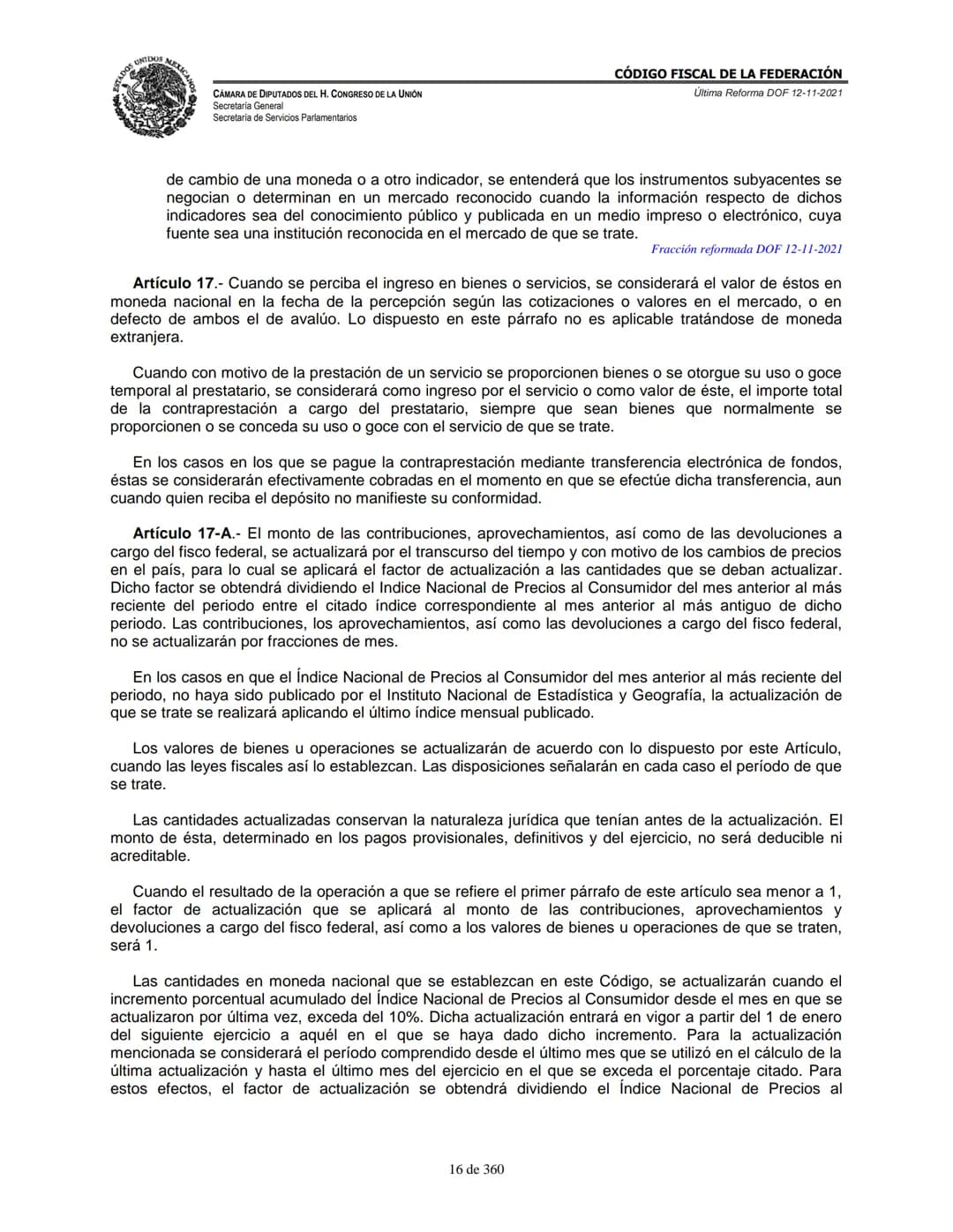 # MEXICA
CAMARA DE DIPUTADOS DEL H. CONGRESO DE LA UNIÓN
Secretaría General
Secretaría de Servicios Parlamentarios
# CÓDIGO FISCAL DE LA FE