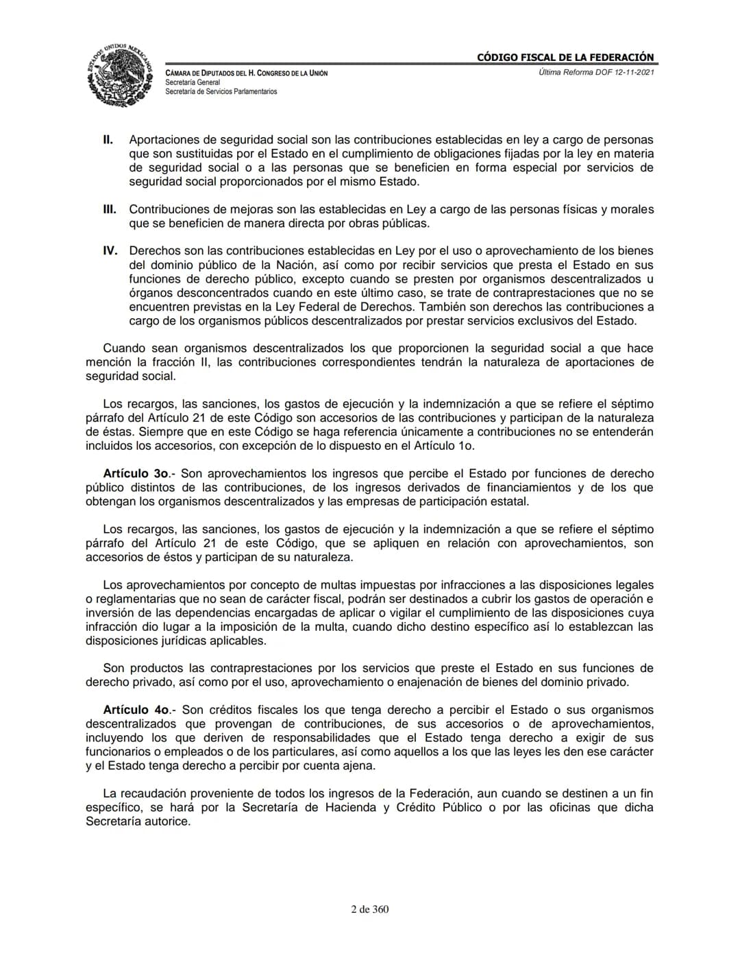 # MEXICA
CAMARA DE DIPUTADOS DEL H. CONGRESO DE LA UNIÓN
Secretaría General
Secretaría de Servicios Parlamentarios
# CÓDIGO FISCAL DE LA FE