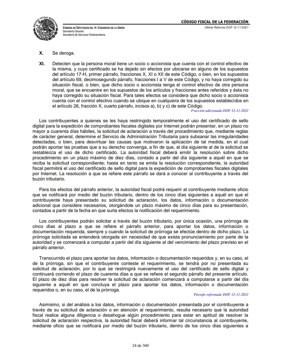 # MEXICA
CAMARA DE DIPUTADOS DEL H. CONGRESO DE LA UNIÓN
Secretaría General
Secretaría de Servicios Parlamentarios
# CÓDIGO FISCAL DE LA FE