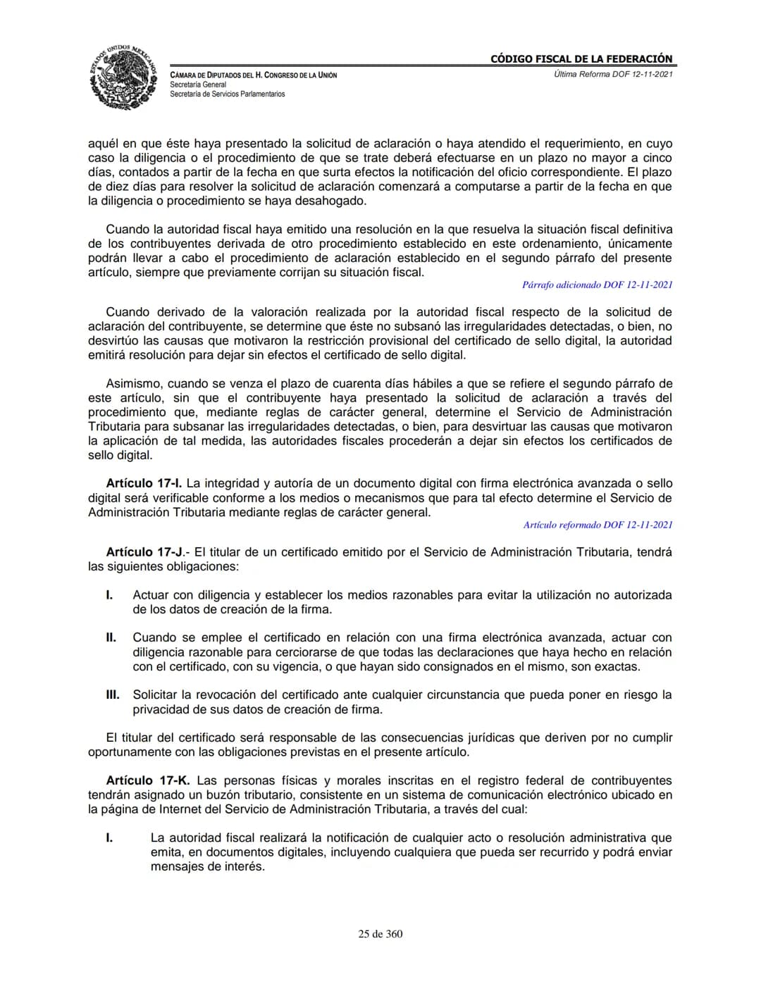 # MEXICA
CAMARA DE DIPUTADOS DEL H. CONGRESO DE LA UNIÓN
Secretaría General
Secretaría de Servicios Parlamentarios
# CÓDIGO FISCAL DE LA FE