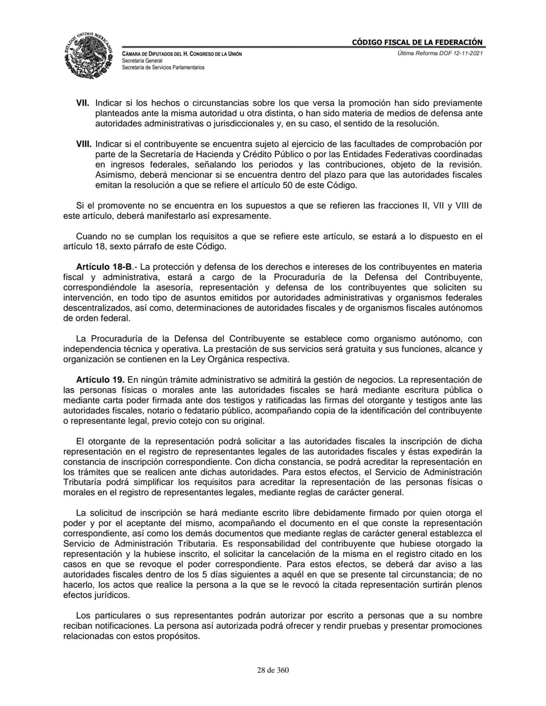 # MEXICA
CAMARA DE DIPUTADOS DEL H. CONGRESO DE LA UNIÓN
Secretaría General
Secretaría de Servicios Parlamentarios
# CÓDIGO FISCAL DE LA FE