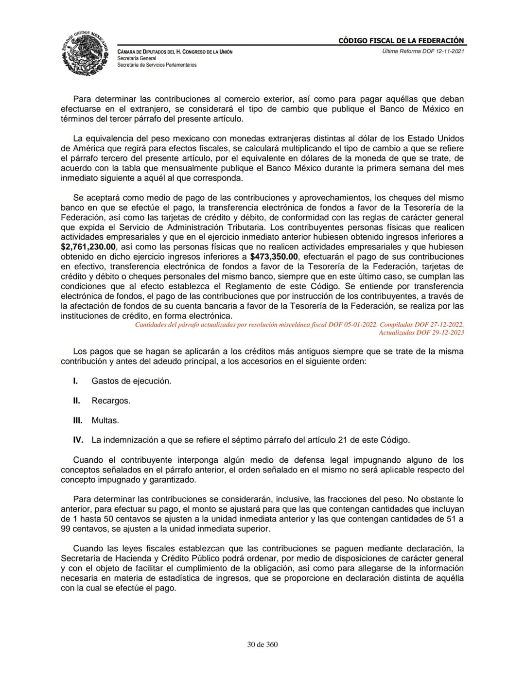 # MEXICA
CAMARA DE DIPUTADOS DEL H. CONGRESO DE LA UNIÓN
Secretaría General
Secretaría de Servicios Parlamentarios
# CÓDIGO FISCAL DE LA FE