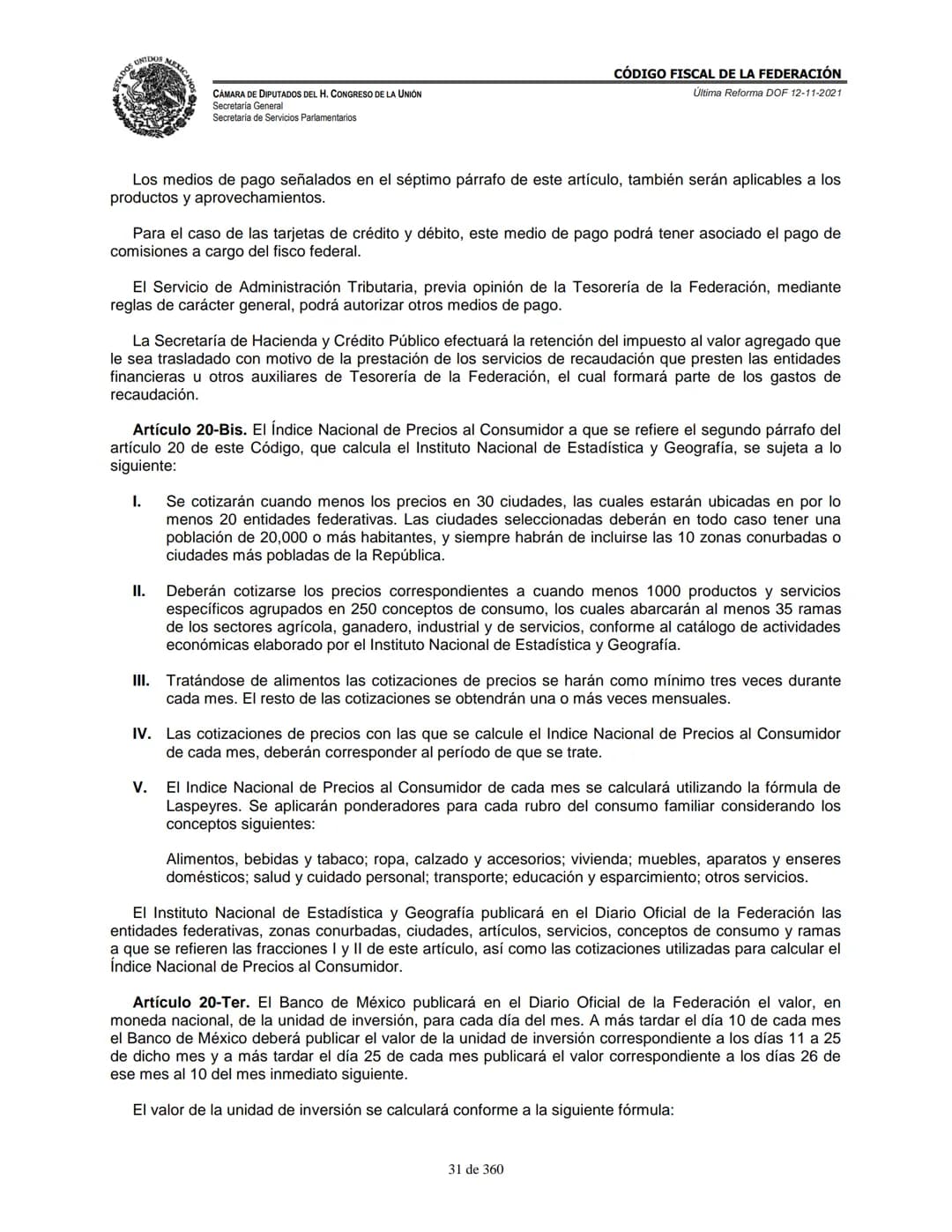 # MEXICA
CAMARA DE DIPUTADOS DEL H. CONGRESO DE LA UNIÓN
Secretaría General
Secretaría de Servicios Parlamentarios
# CÓDIGO FISCAL DE LA FE