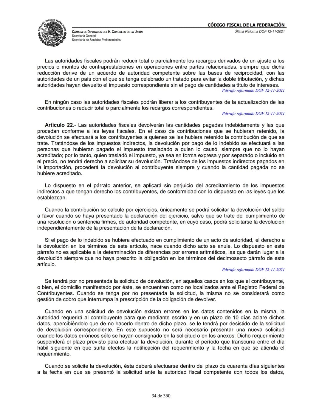 # MEXICA
CAMARA DE DIPUTADOS DEL H. CONGRESO DE LA UNIÓN
Secretaría General
Secretaría de Servicios Parlamentarios
# CÓDIGO FISCAL DE LA FE