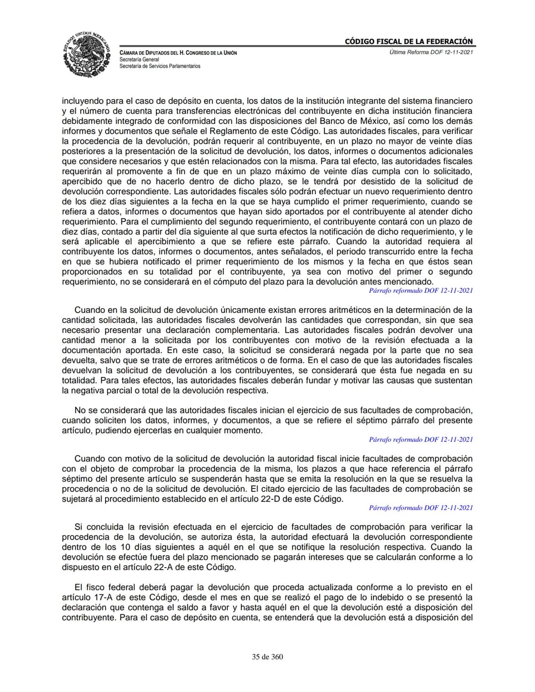 # MEXICA
CAMARA DE DIPUTADOS DEL H. CONGRESO DE LA UNIÓN
Secretaría General
Secretaría de Servicios Parlamentarios
# CÓDIGO FISCAL DE LA FE