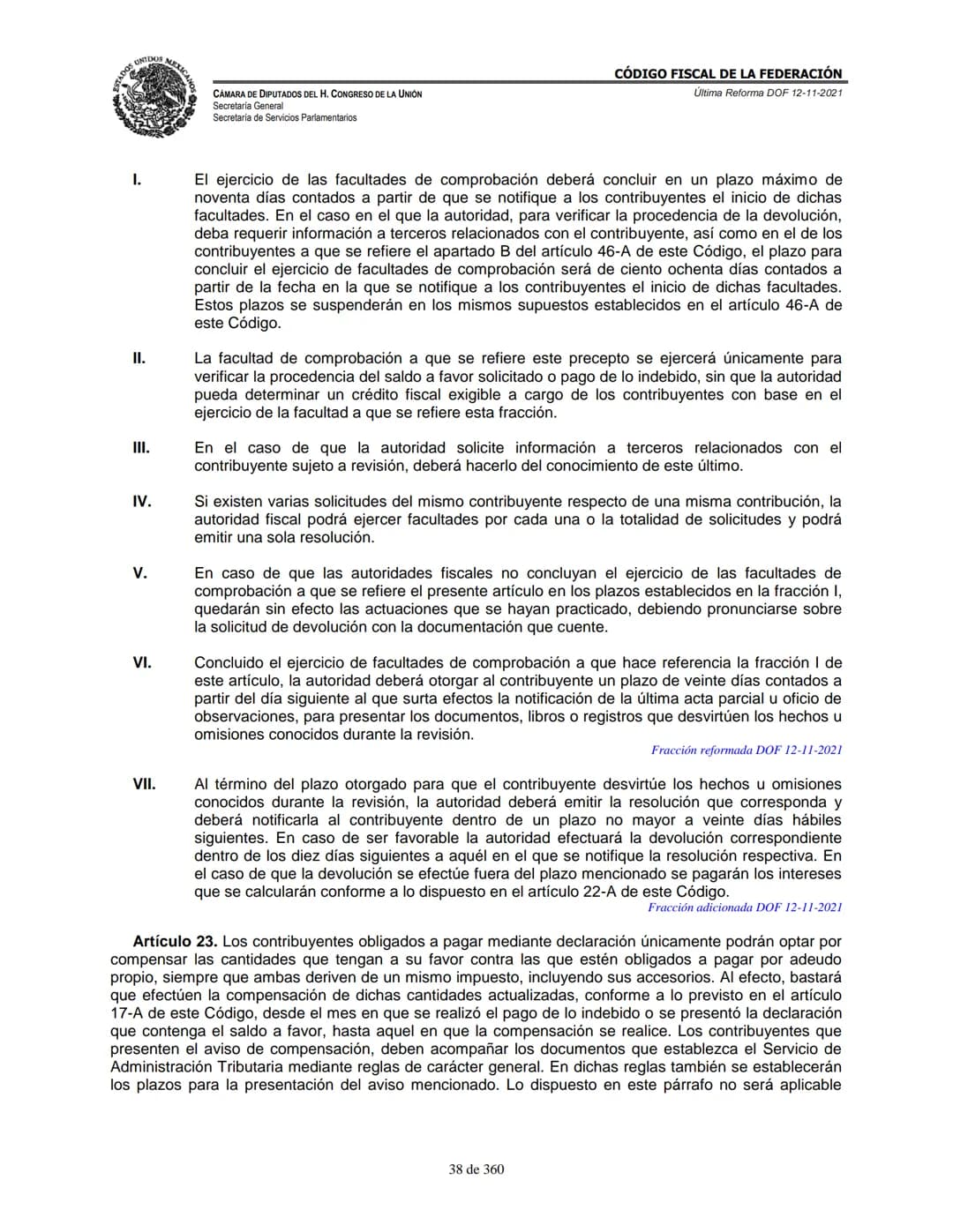 # MEXICA
CAMARA DE DIPUTADOS DEL H. CONGRESO DE LA UNIÓN
Secretaría General
Secretaría de Servicios Parlamentarios
# CÓDIGO FISCAL DE LA FE