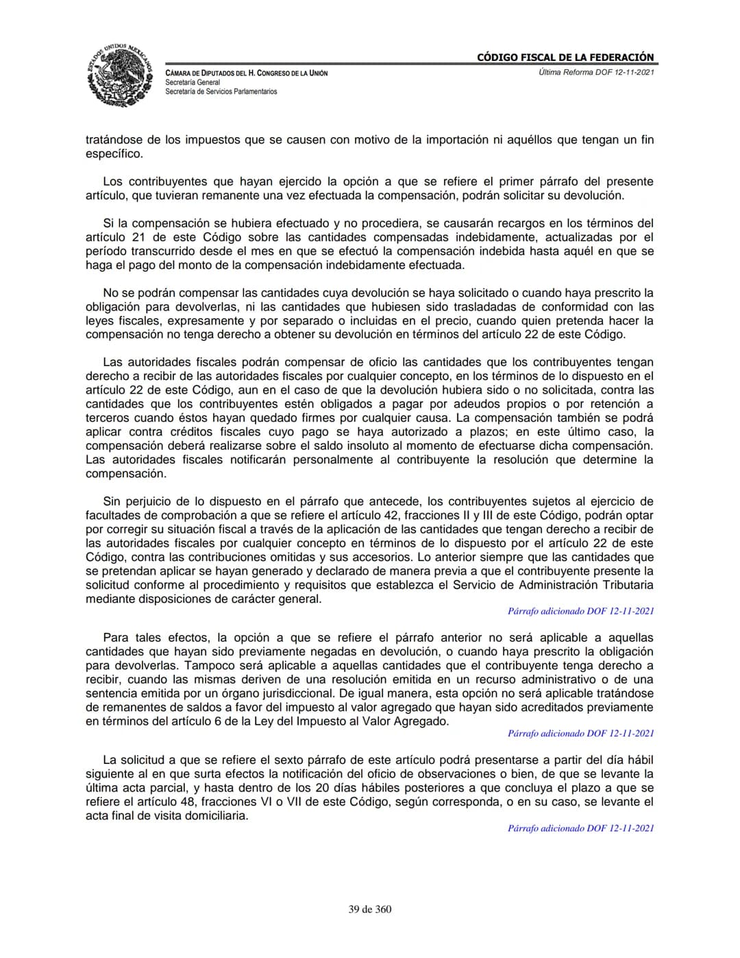 # MEXICA
CAMARA DE DIPUTADOS DEL H. CONGRESO DE LA UNIÓN
Secretaría General
Secretaría de Servicios Parlamentarios
# CÓDIGO FISCAL DE LA FE