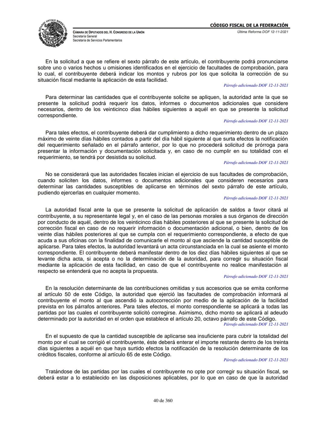 # MEXICA
CAMARA DE DIPUTADOS DEL H. CONGRESO DE LA UNIÓN
Secretaría General
Secretaría de Servicios Parlamentarios
# CÓDIGO FISCAL DE LA FE