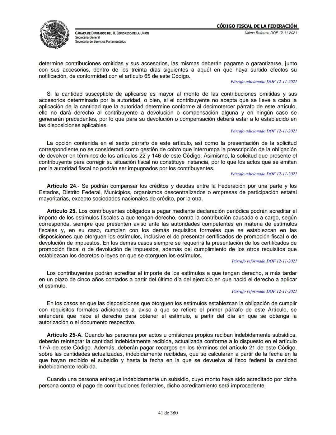 # MEXICA
CAMARA DE DIPUTADOS DEL H. CONGRESO DE LA UNIÓN
Secretaría General
Secretaría de Servicios Parlamentarios
# CÓDIGO FISCAL DE LA FE