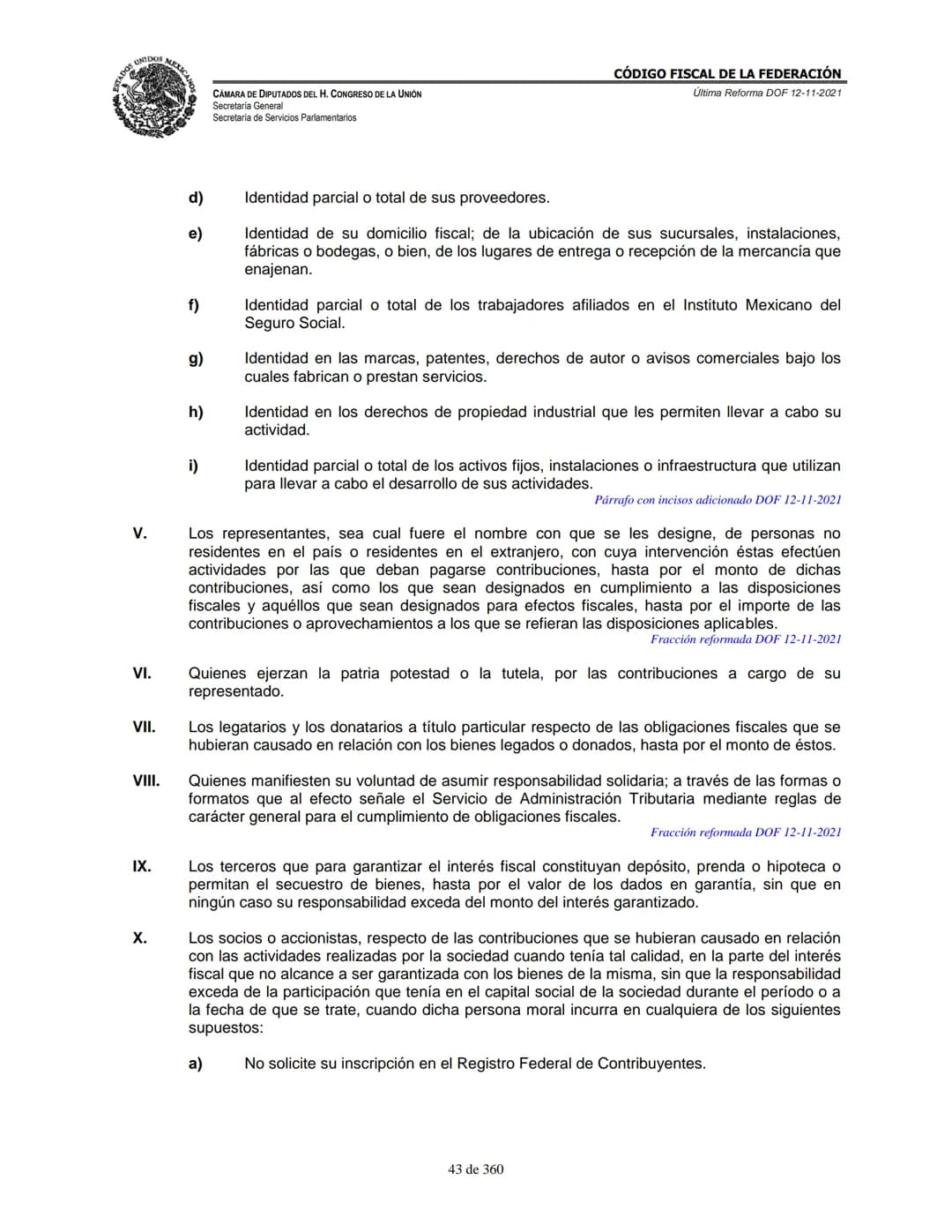 # MEXICA
CAMARA DE DIPUTADOS DEL H. CONGRESO DE LA UNIÓN
Secretaría General
Secretaría de Servicios Parlamentarios
# CÓDIGO FISCAL DE LA FE