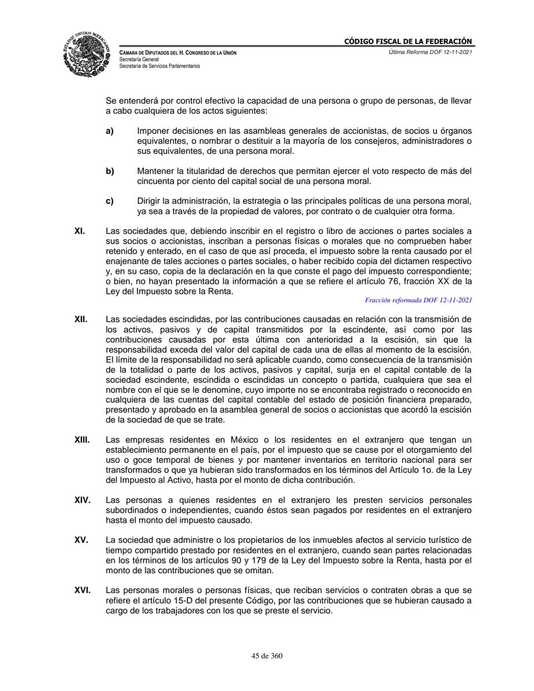 # MEXICA
CAMARA DE DIPUTADOS DEL H. CONGRESO DE LA UNIÓN
Secretaría General
Secretaría de Servicios Parlamentarios
# CÓDIGO FISCAL DE LA FE