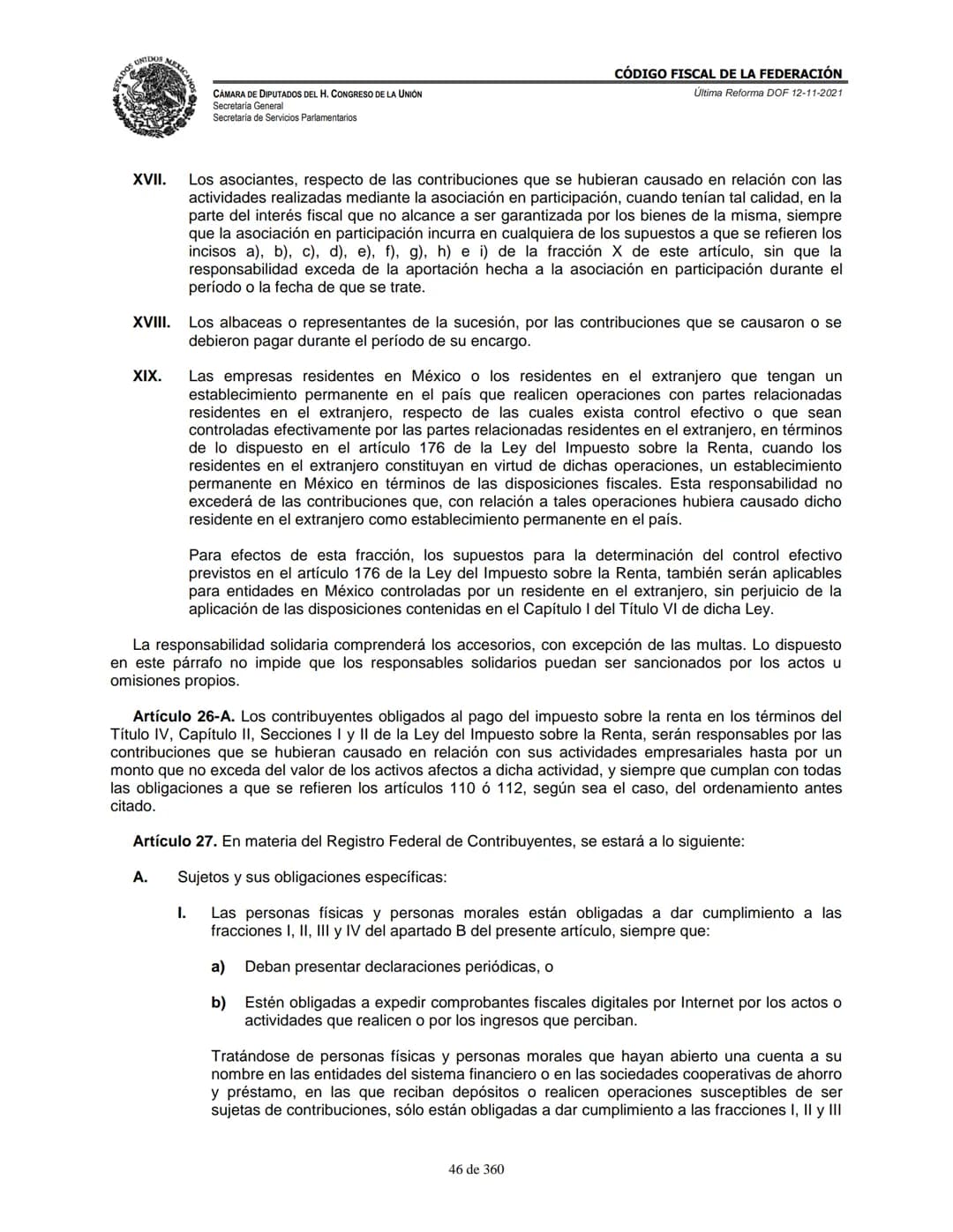 # MEXICA
CAMARA DE DIPUTADOS DEL H. CONGRESO DE LA UNIÓN
Secretaría General
Secretaría de Servicios Parlamentarios
# CÓDIGO FISCAL DE LA FE