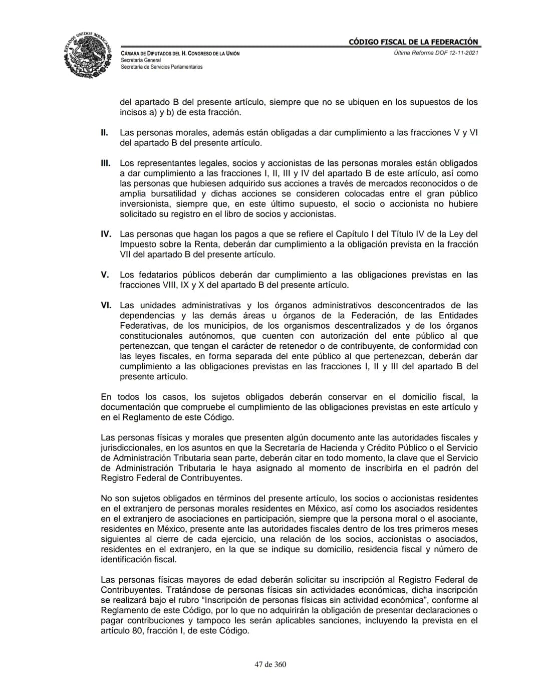 # MEXICA
CAMARA DE DIPUTADOS DEL H. CONGRESO DE LA UNIÓN
Secretaría General
Secretaría de Servicios Parlamentarios
# CÓDIGO FISCAL DE LA FE