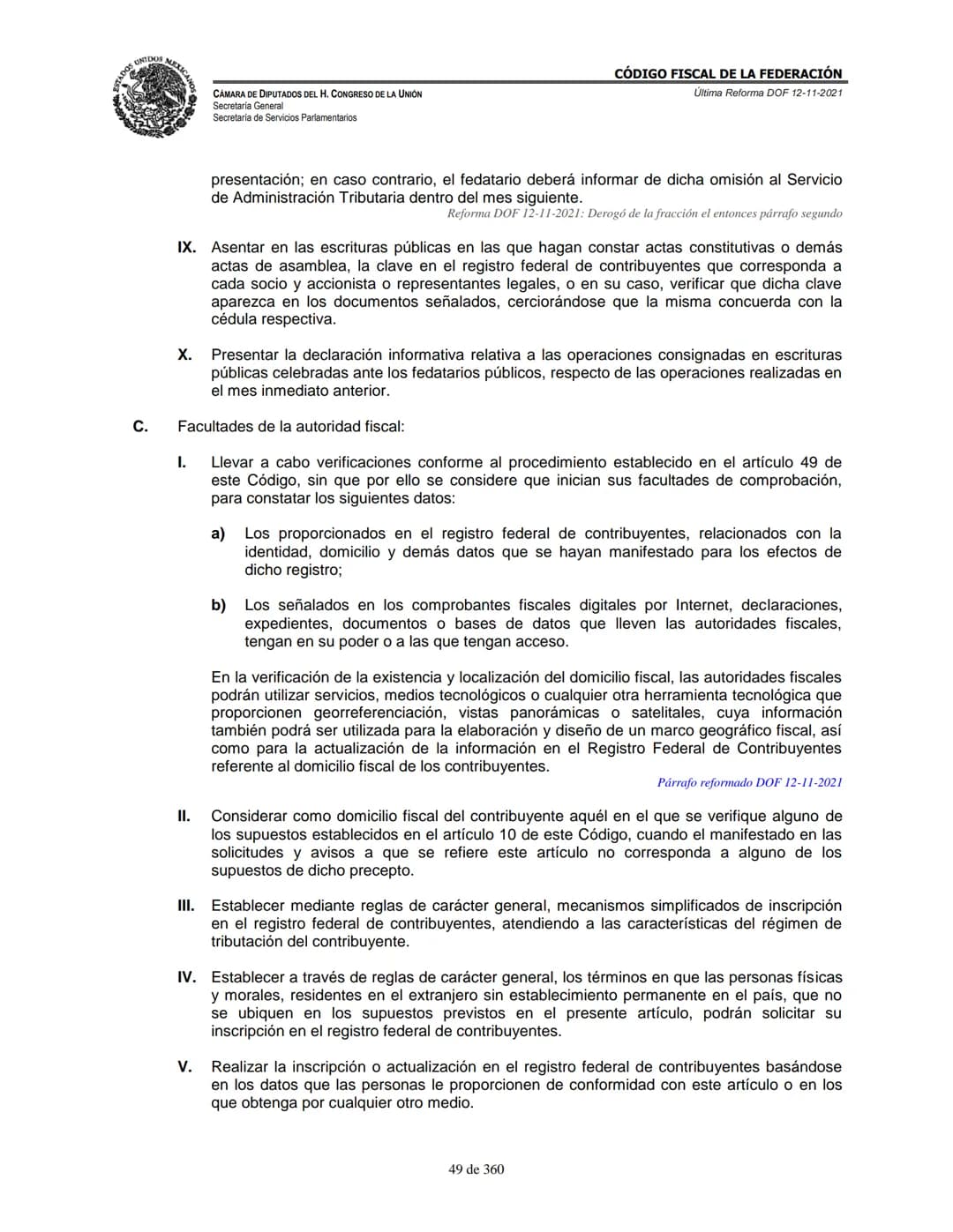 # MEXICA
CAMARA DE DIPUTADOS DEL H. CONGRESO DE LA UNIÓN
Secretaría General
Secretaría de Servicios Parlamentarios
# CÓDIGO FISCAL DE LA FE