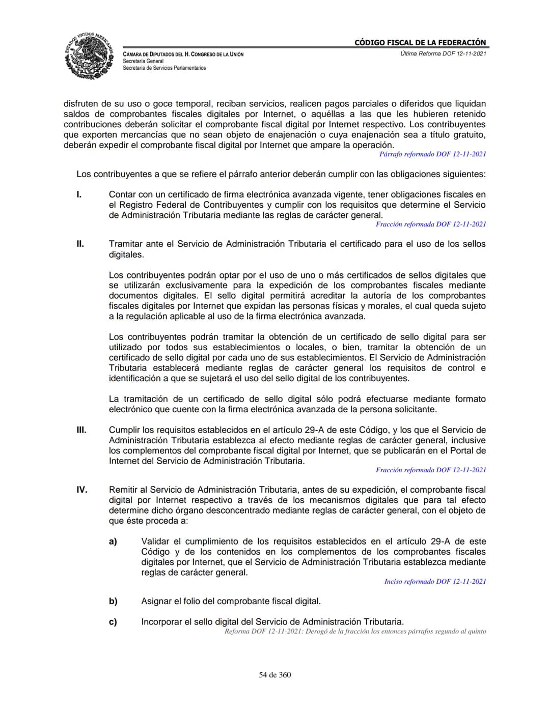 # MEXICA
CAMARA DE DIPUTADOS DEL H. CONGRESO DE LA UNIÓN
Secretaría General
Secretaría de Servicios Parlamentarios
# CÓDIGO FISCAL DE LA FE