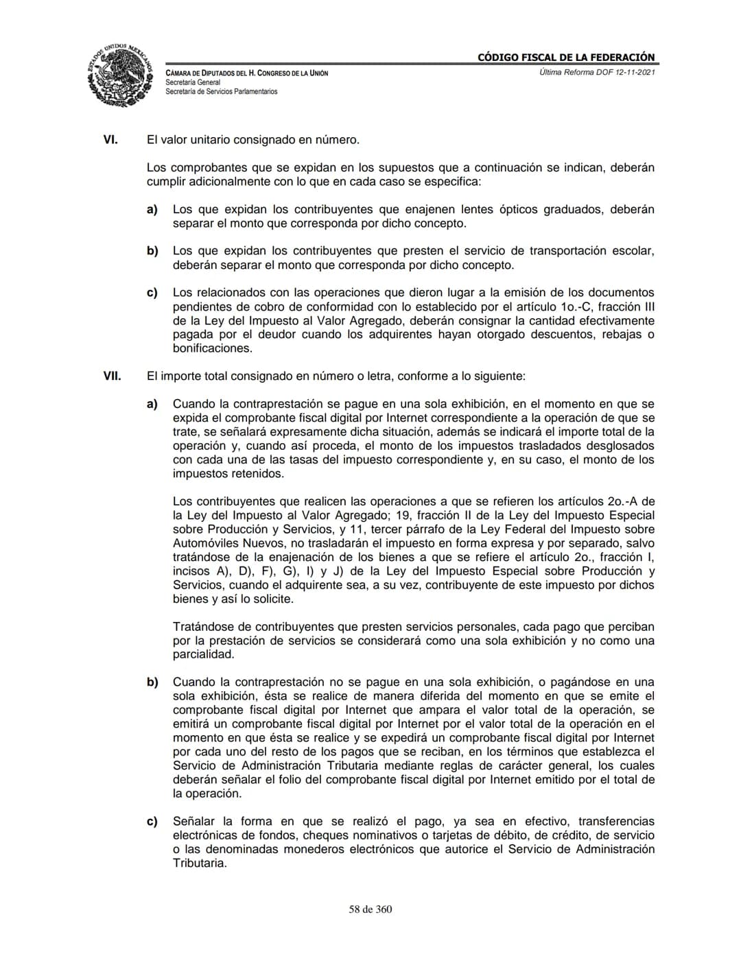 # MEXICA
CAMARA DE DIPUTADOS DEL H. CONGRESO DE LA UNIÓN
Secretaría General
Secretaría de Servicios Parlamentarios
# CÓDIGO FISCAL DE LA FE