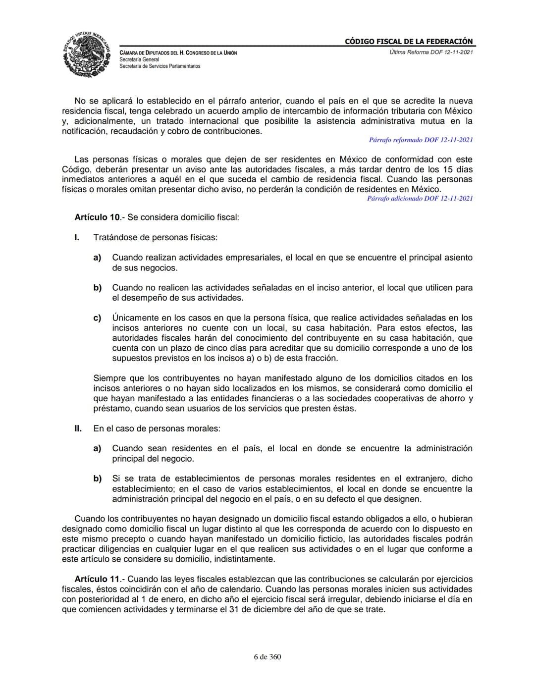 # MEXICA
CAMARA DE DIPUTADOS DEL H. CONGRESO DE LA UNIÓN
Secretaría General
Secretaría de Servicios Parlamentarios
# CÓDIGO FISCAL DE LA FE