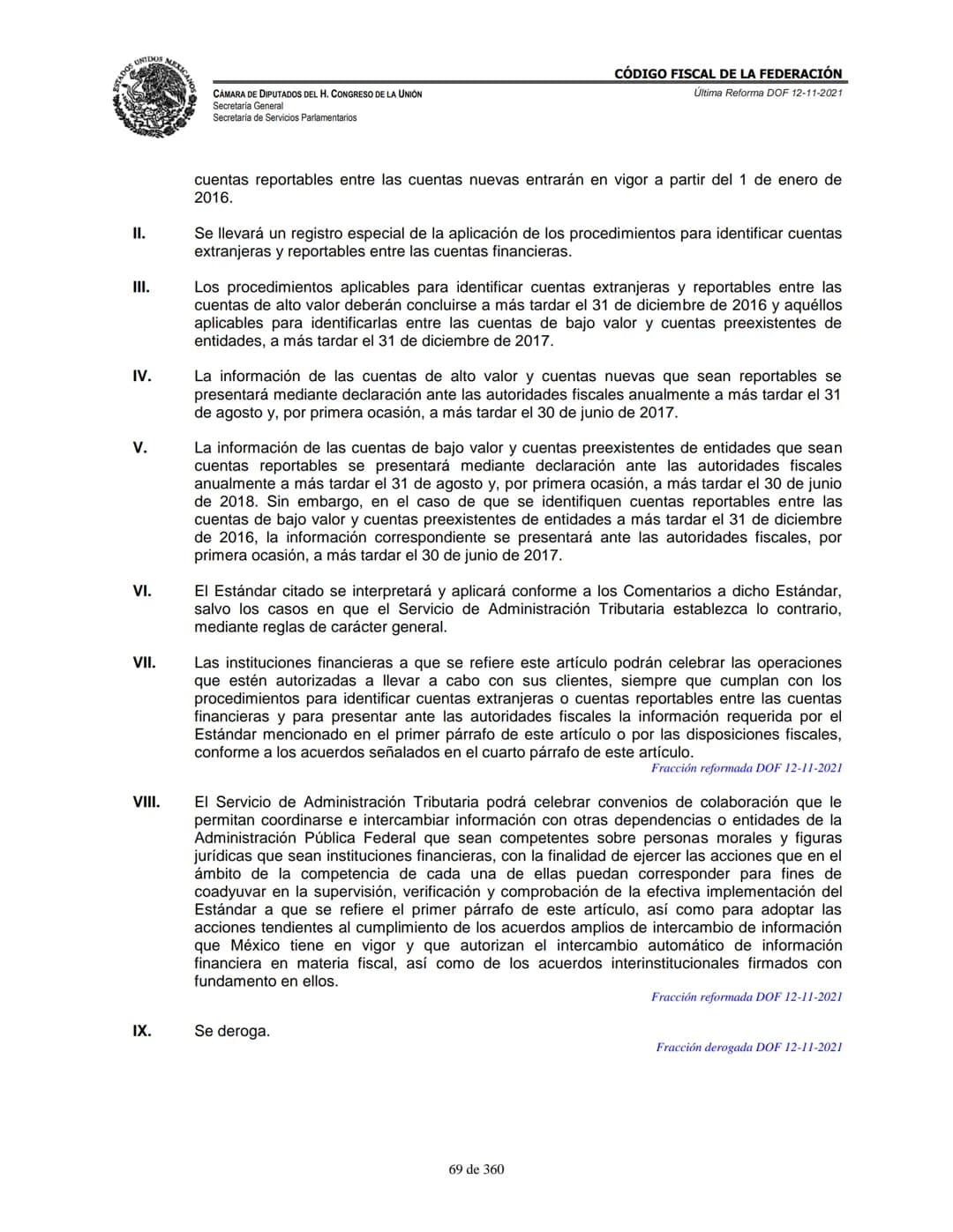 # MEXICA
CAMARA DE DIPUTADOS DEL H. CONGRESO DE LA UNIÓN
Secretaría General
Secretaría de Servicios Parlamentarios
# CÓDIGO FISCAL DE LA FE