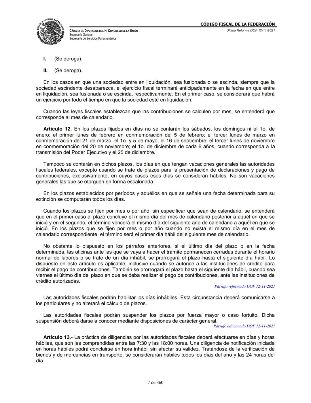 # MEXICA
CAMARA DE DIPUTADOS DEL H. CONGRESO DE LA UNIÓN
Secretaría General
Secretaría de Servicios Parlamentarios
# CÓDIGO FISCAL DE LA FE