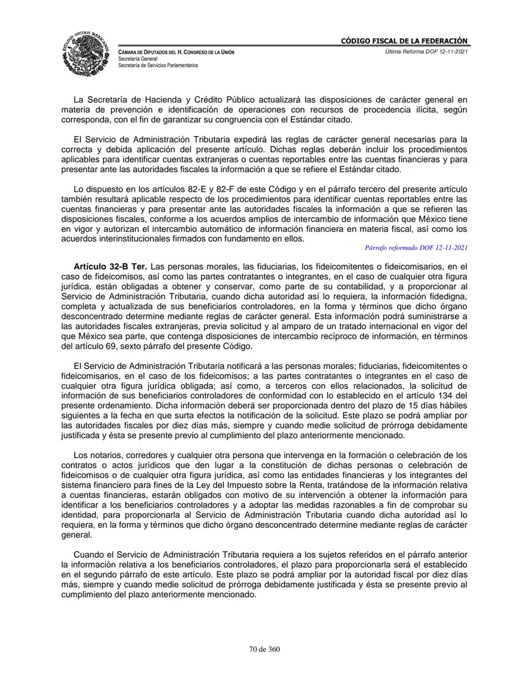 # MEXICA
CAMARA DE DIPUTADOS DEL H. CONGRESO DE LA UNIÓN
Secretaría General
Secretaría de Servicios Parlamentarios
# CÓDIGO FISCAL DE LA FE