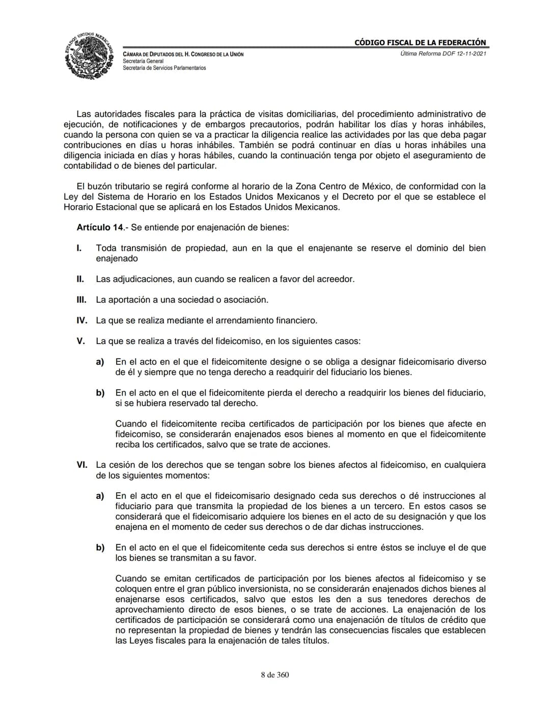 # MEXICA
CAMARA DE DIPUTADOS DEL H. CONGRESO DE LA UNIÓN
Secretaría General
Secretaría de Servicios Parlamentarios
# CÓDIGO FISCAL DE LA FE