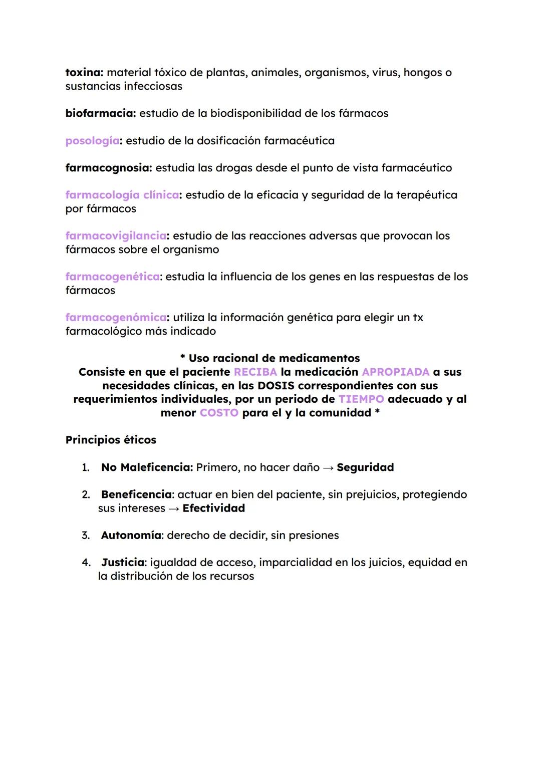 1er parcial # GeneraLIDADES
Farmacología: estudio de las sustancias que interactúan con los sistemas
vivos a través de procesos bioquímicos