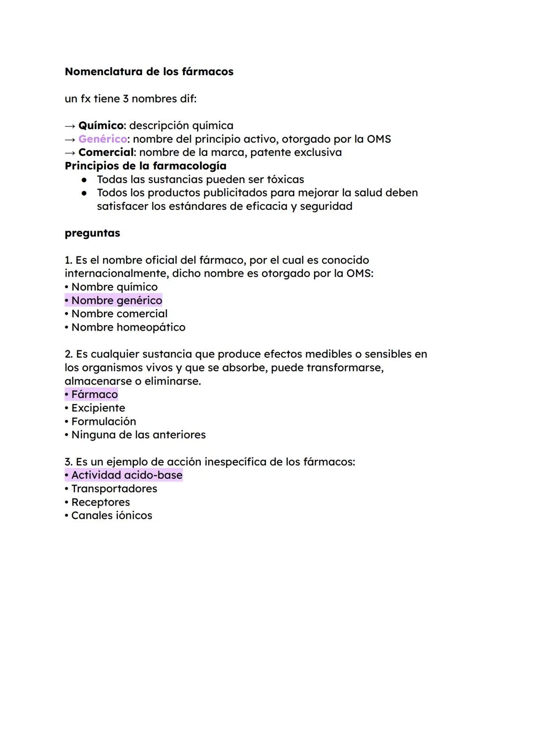 1er parcial # GeneraLIDADES
Farmacología: estudio de las sustancias que interactúan con los sistemas
vivos a través de procesos bioquímicos