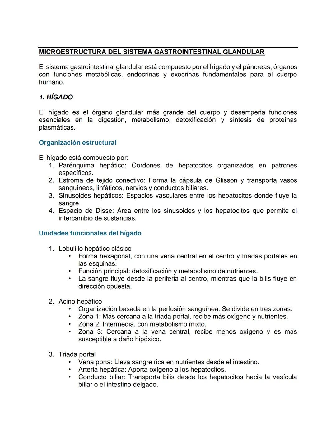 # MICROESTRUCTURA DEL SISTEMA GASTROINTESTINAL GLANDULAR
El sistema gastrointestinal glandular está compuesto por el hígado y el páncreas,