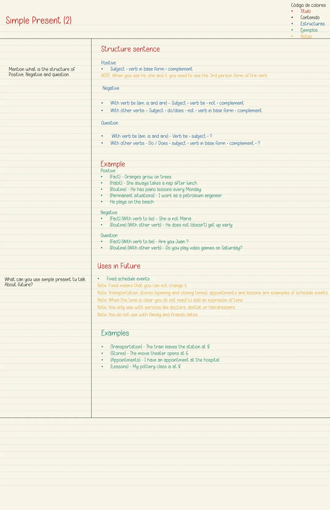 # Simple Present (1)
Practice active recall
What do you use simple present?
What do you add a regular verb in a third
Person?
What do you