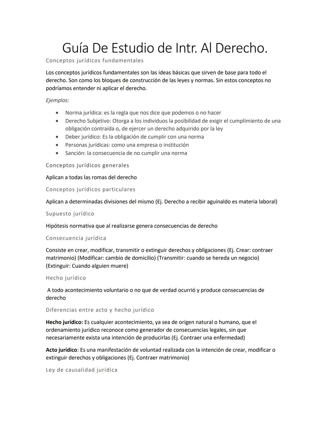 # Guía De Estudio de Intr. Al Derecho.
Conceptos jurídicos fundamentales
Los conceptos jurídicos fundamentales son las ideas básicas que si