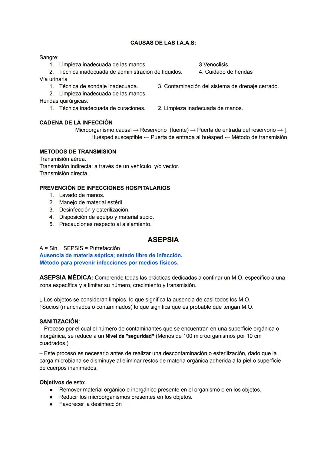 UNIDAD III - ENFERMERÍA BÁSICA - GUÍA DE ESTUDIO PARTE 1.
ASEPSIA COMO MEDIDA PARA PROTECCIÓN DE LA SALUD
Asepsia médica
Sanitización Lava