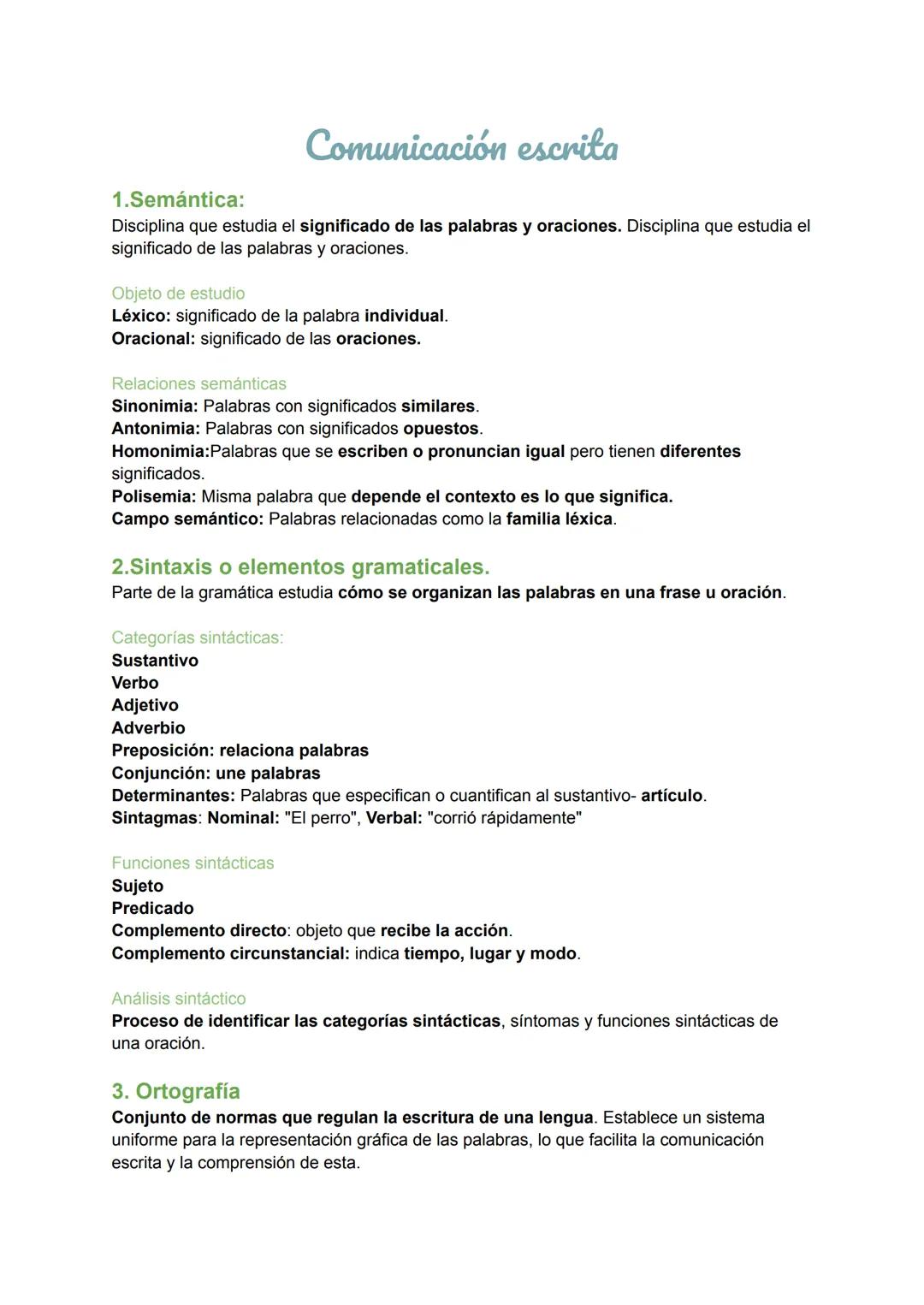# Comunicación escrita
## 1.Semántica:
Disciplina que estudia el significado de las palabras y oraciones. Disciplina que estudia el signifi