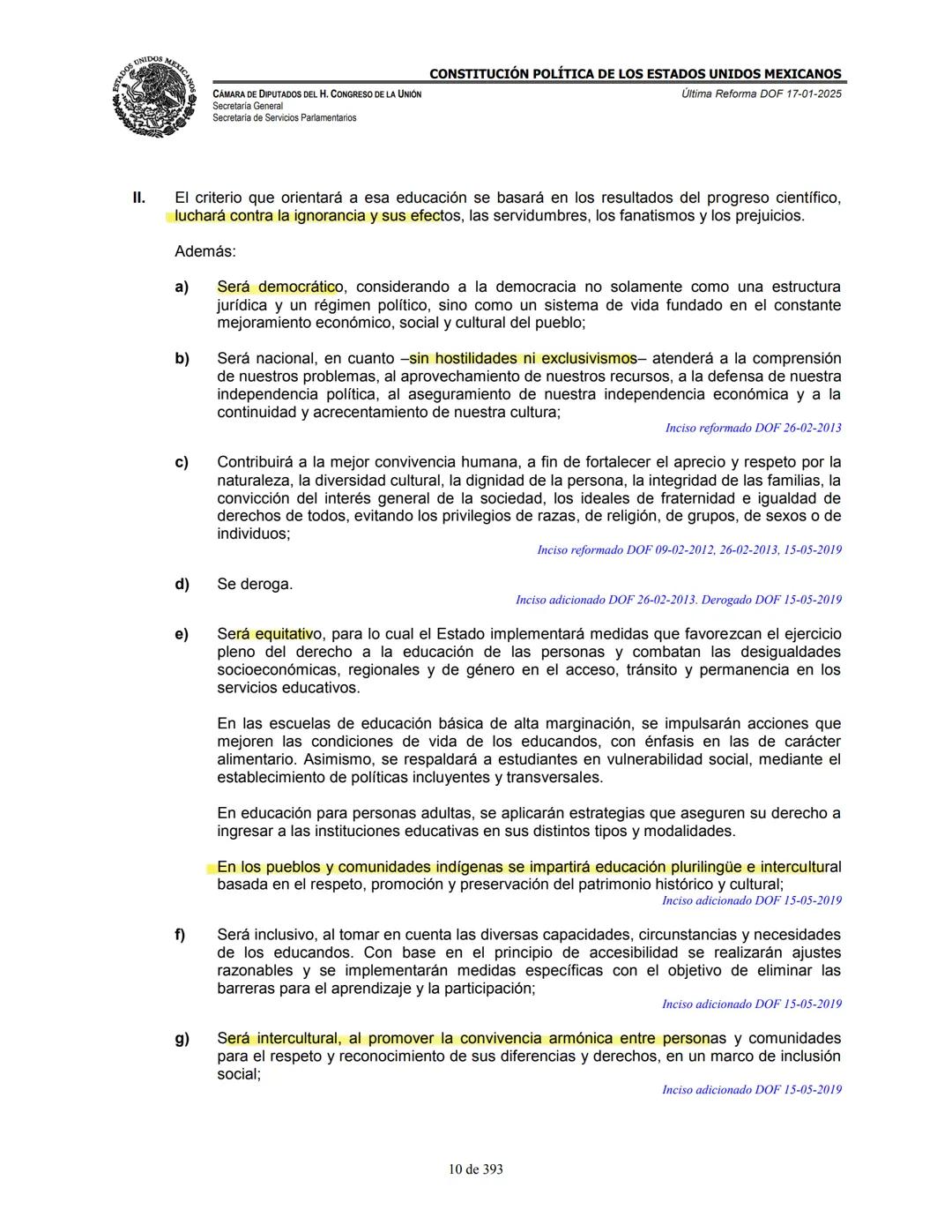 --- OCR Start ---
E
MEXICA
CAMARA DE DIPUTADOS DEL H. CONGRESO DE LA UNIÓN
Secretaría General
Secretaría de Servicios Parlamentarios
CONSTIT