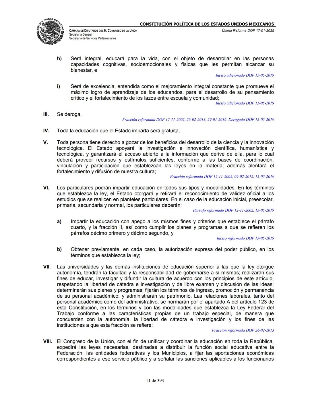 --- OCR Start ---
E
MEXICA
CAMARA DE DIPUTADOS DEL H. CONGRESO DE LA UNIÓN
Secretaría General
Secretaría de Servicios Parlamentarios
CONSTIT