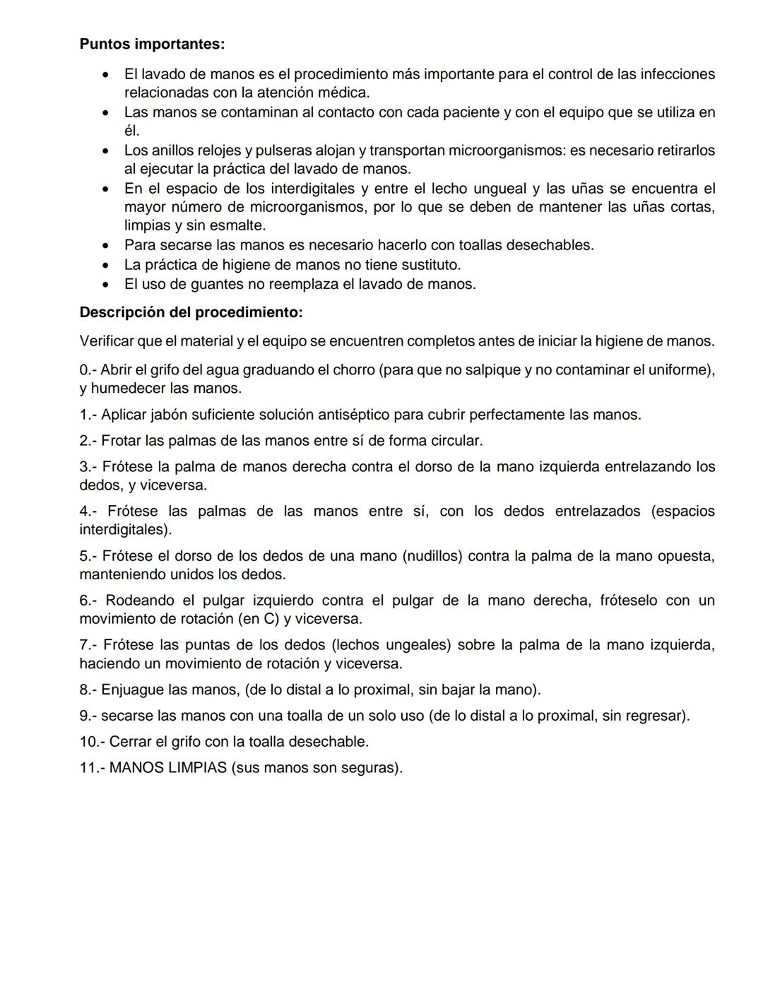 HIGIENES DE LAS MANOS.
Procedimiento del lavado de manos antiséptico
Concepto:
Es el proceso que se lleva a cabo para eliminar el mayor núme