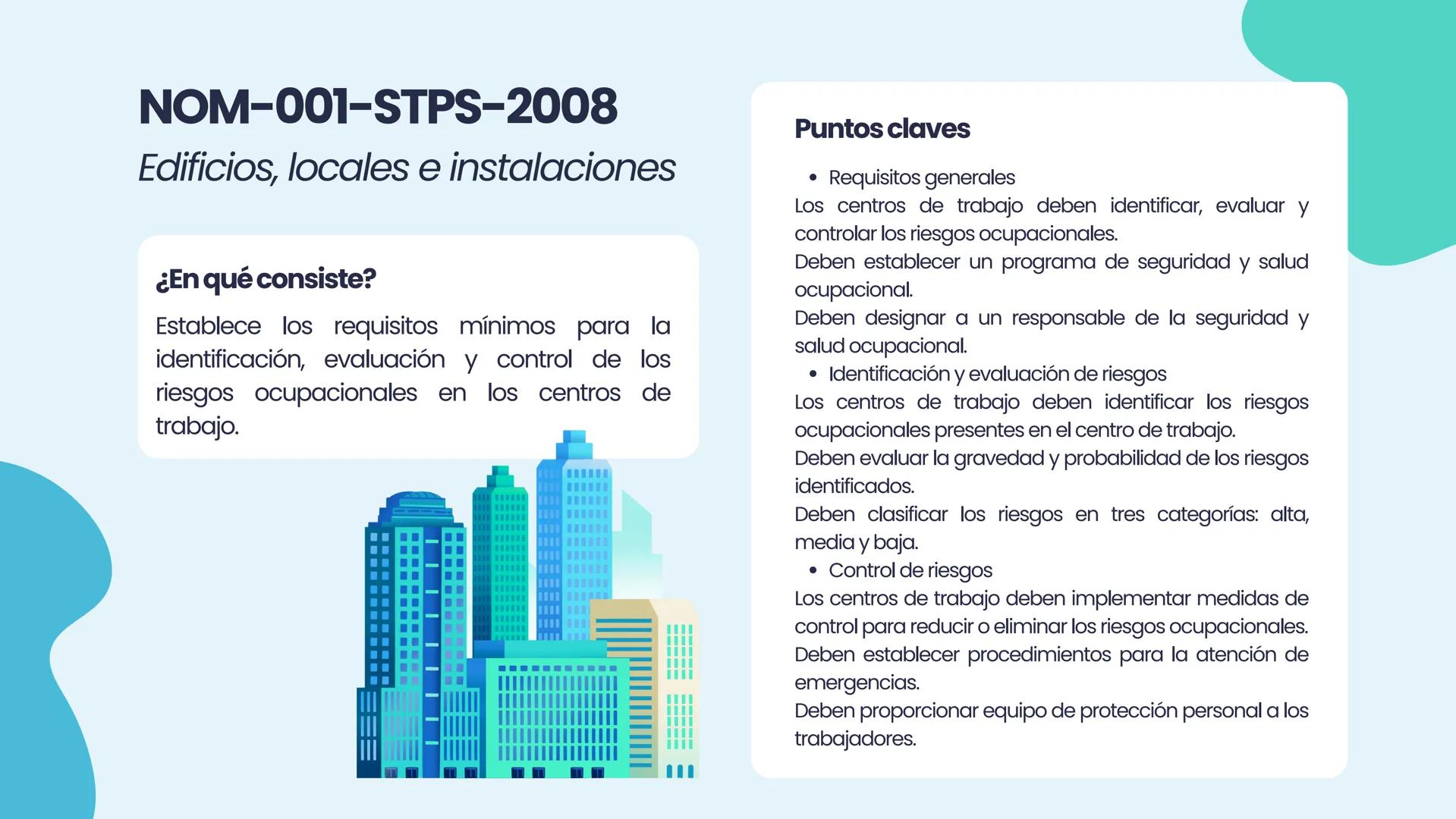 NOM
2.2 NORMAS OFICIALES
MEXICANAS (NOM-STPS)
EQUIPO 2
↑ Marco legal
NORMAS OFICIALES
MEXICANAS
STPS
Salud
Seguridad
Organización
+