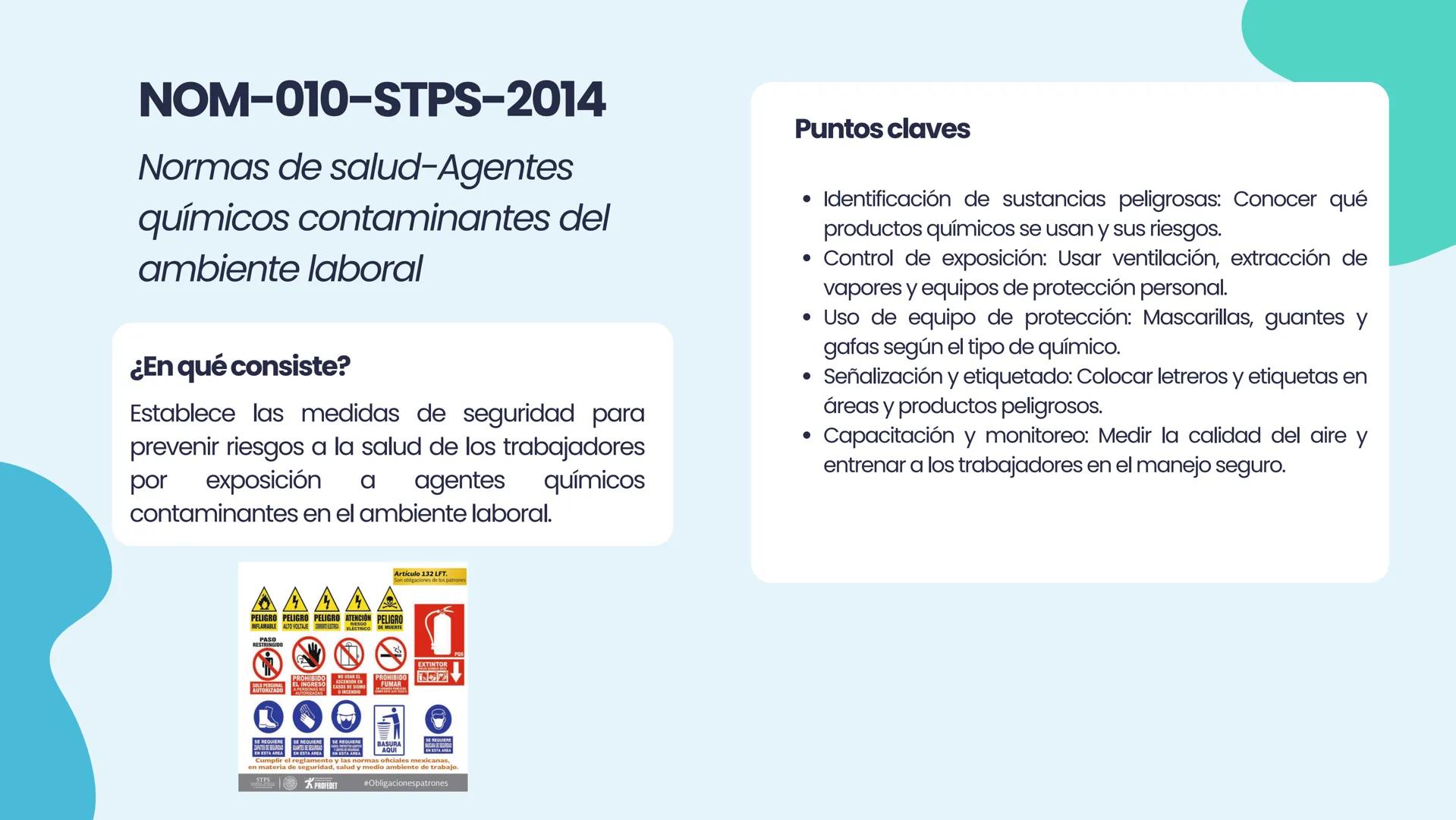 NOM
2.2 NORMAS OFICIALES
MEXICANAS (NOM-STPS)
EQUIPO 2
↑ Marco legal
NORMAS OFICIALES
MEXICANAS
STPS
Salud
Seguridad
Organización
+