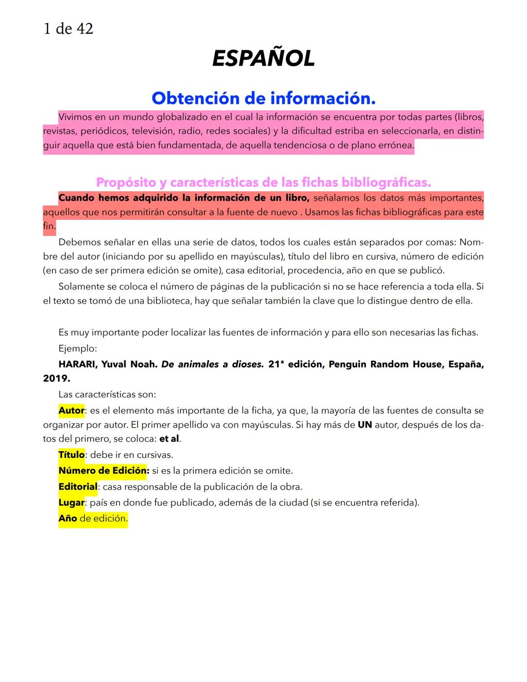 1 de 42
# ESPAÑOL
## Obtención de información.
Vivimos en un mundo globalizado en el cual la información se encuentra por todas partes (l