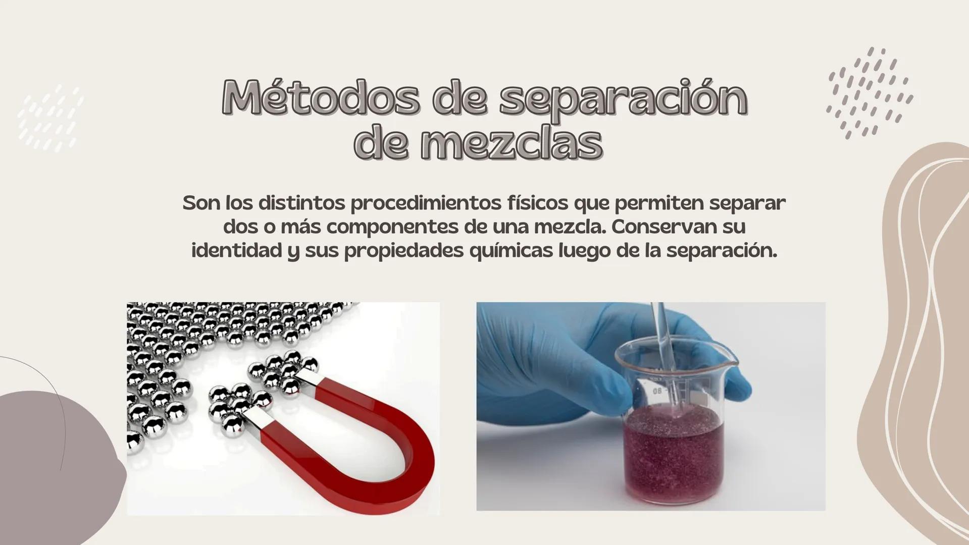 # Métodos de separación de mezclas
Imantacion, cristalización ,punto de fusión y magnetismo # Métodos de separación
de mezclas
Son los dis