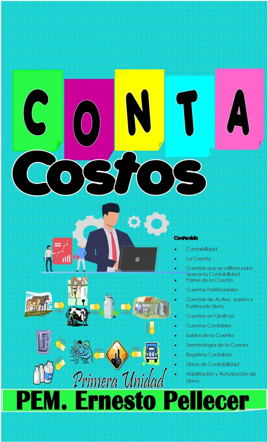 --- OCR Start ---
CONTA
Costos
Primera Unidad
Contenido
Contabilidad
La Cuenta
Cuentas que se utilizan para
operar la Contabilidad
Partes de