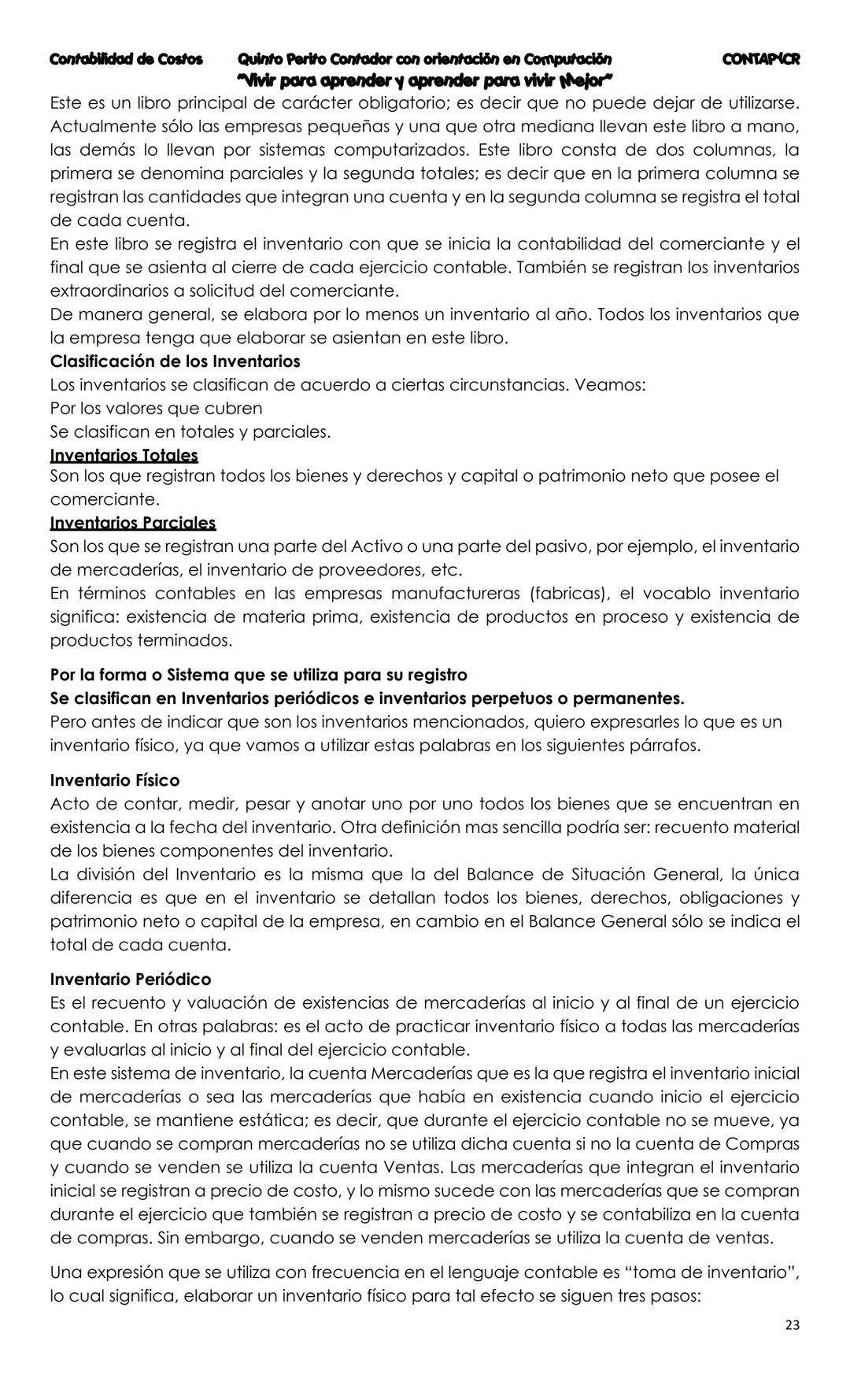 --- OCR Start ---
CONTA
Costos
Primera Unidad
Contenido
Contabilidad
La Cuenta
Cuentas que se utilizan para
operar la Contabilidad
Partes de