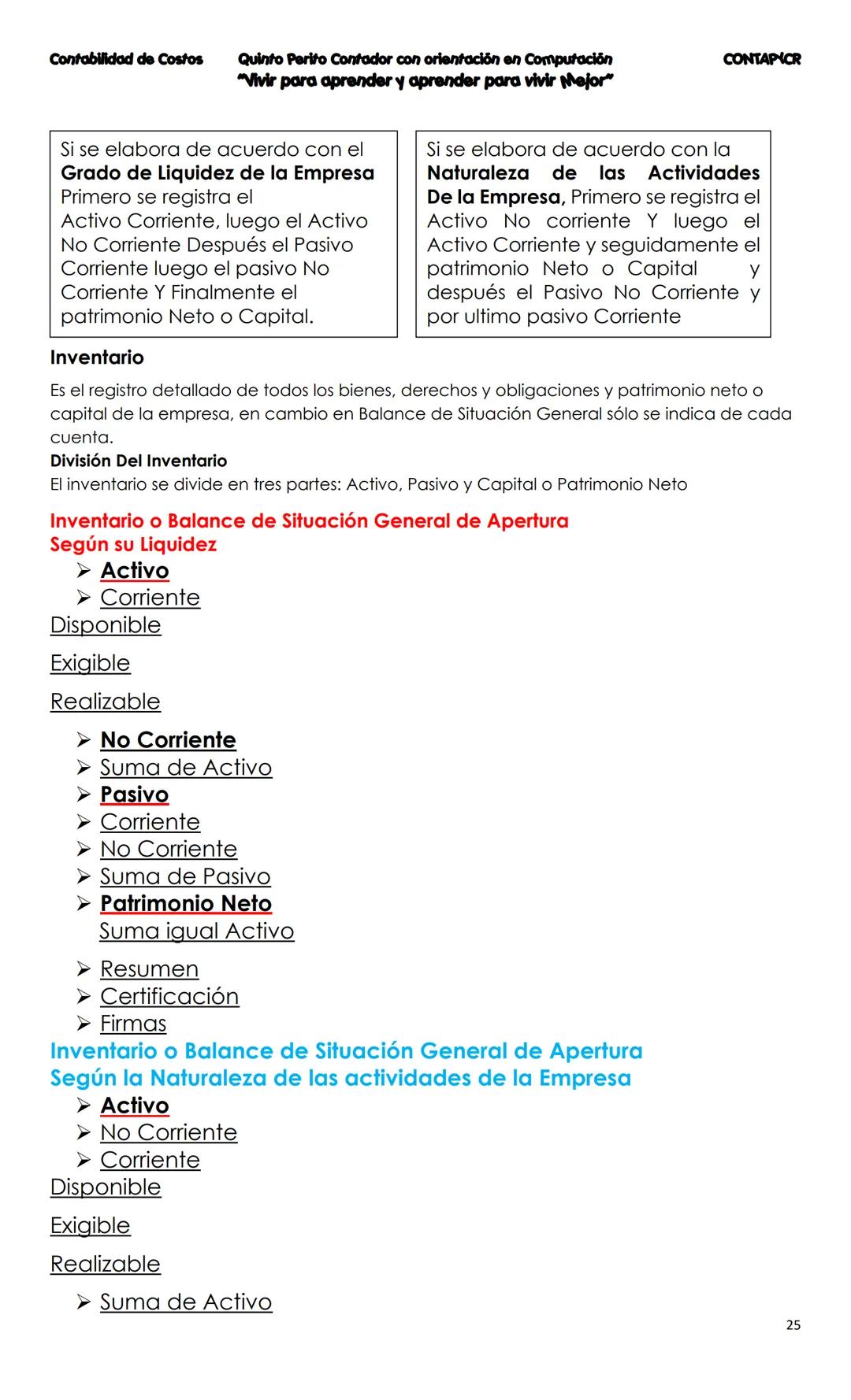 --- OCR Start ---
CONTA
Costos
Primera Unidad
Contenido
Contabilidad
La Cuenta
Cuentas que se utilizan para
operar la Contabilidad
Partes de
