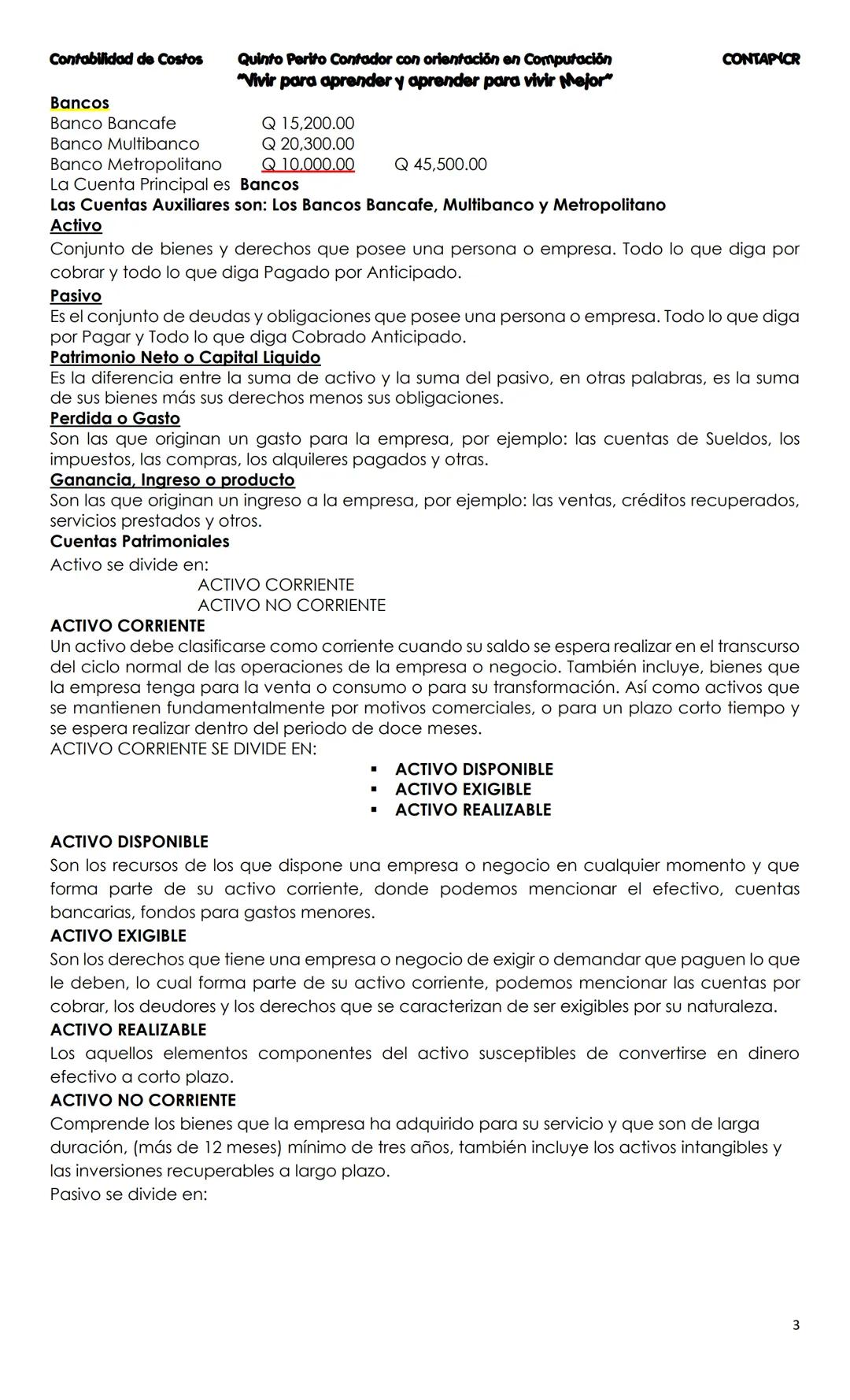 --- OCR Start ---
CONTA
Costos
Primera Unidad
Contenido
Contabilidad
La Cuenta
Cuentas que se utilizan para
operar la Contabilidad
Partes de